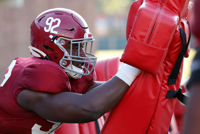 Justin Eboigbe, Alabama practice, Nov. 4, 2020